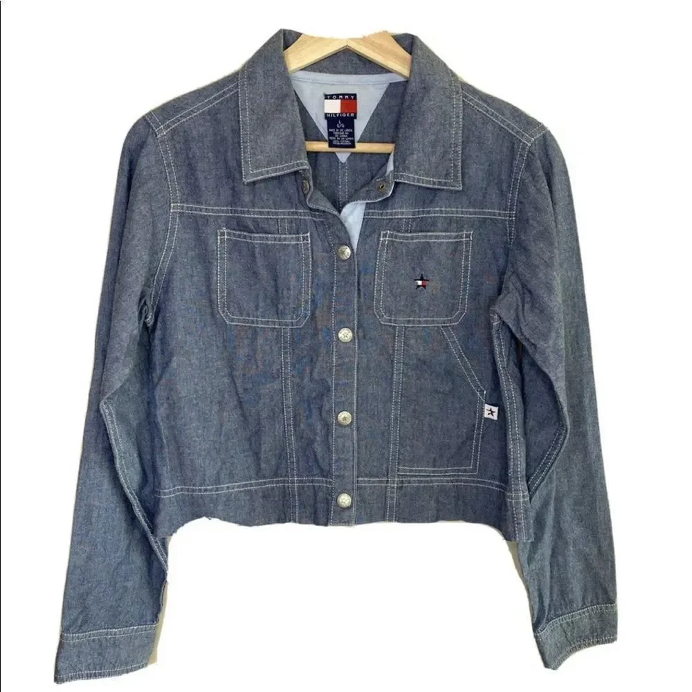 Tommy Hilfiger Chambray snap up jacket size Large